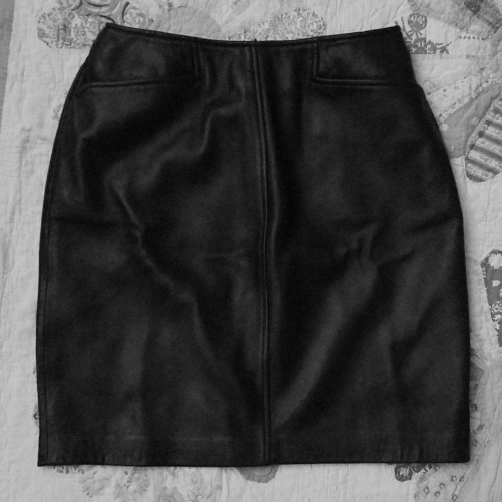 Valerie Steven's leather skirt